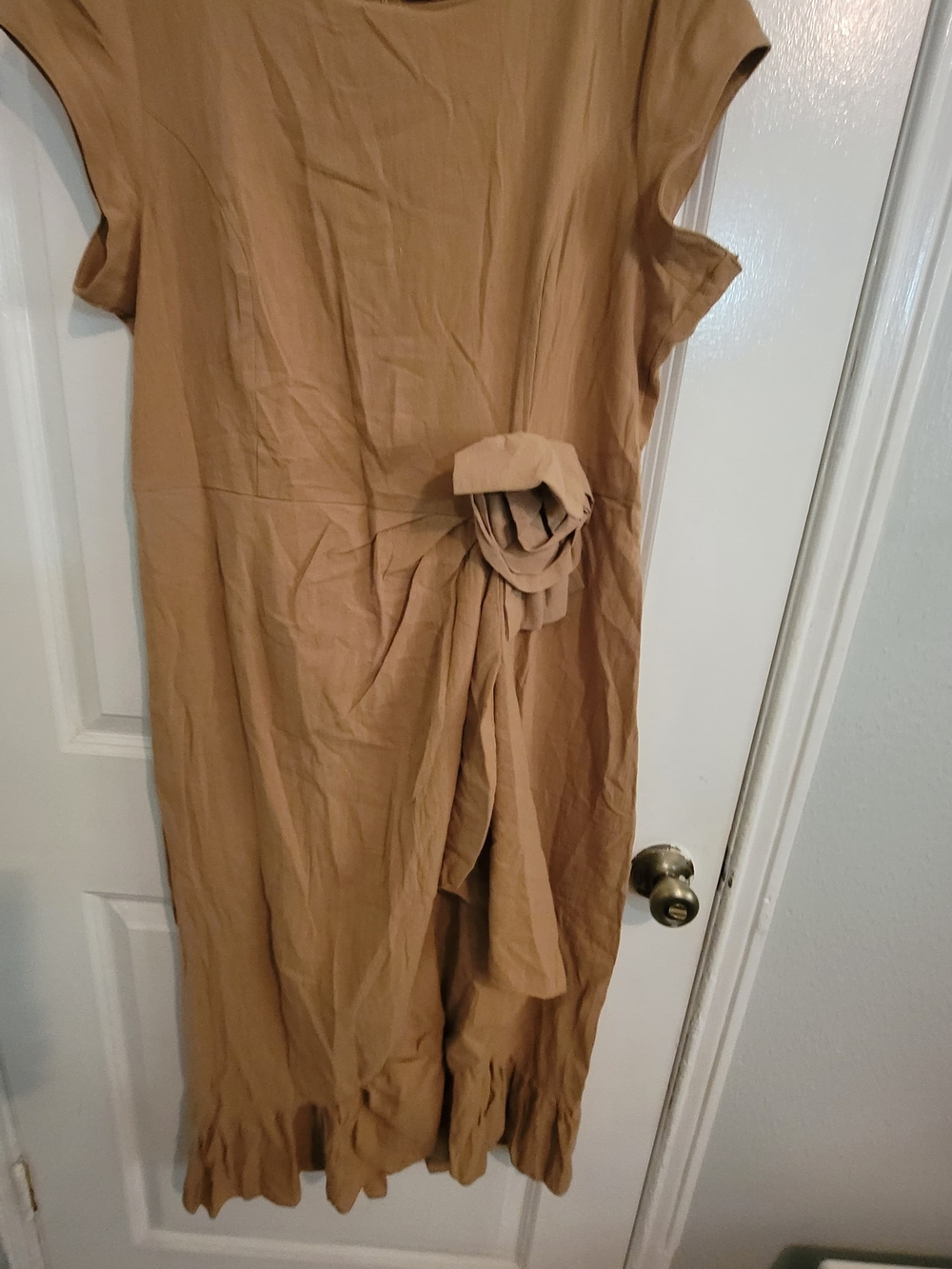 Aravon Tan Knot-Accent Midi Dress